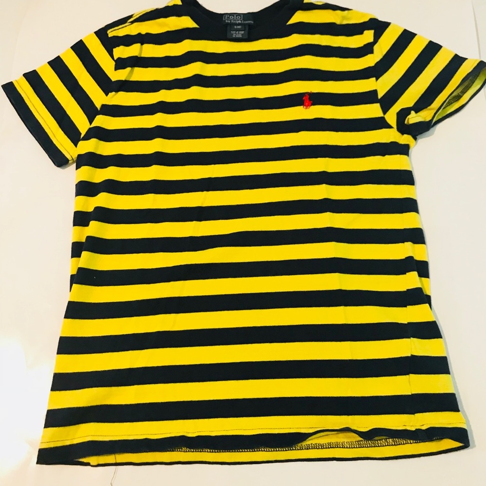 Polo by Ralph Lauren Yellow striped Navy Blue tee